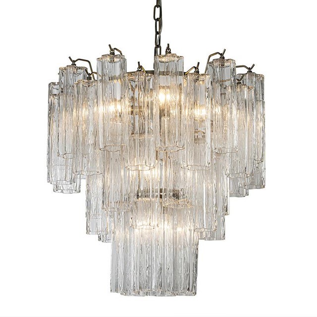 Metal Aloadecor 23'' Mid Century Modern Flower Glass Chandelier in Aged Bronze Elegant Vintage Glam Tiered Pendant Light For Sale - Image 7 of 7