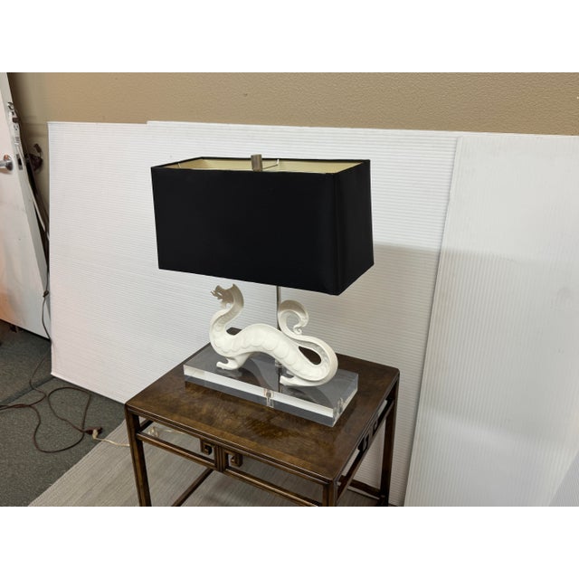 Asian Jonathan Adler Porcelain Dragon Table Lamp For Sale - Image 3 of 12