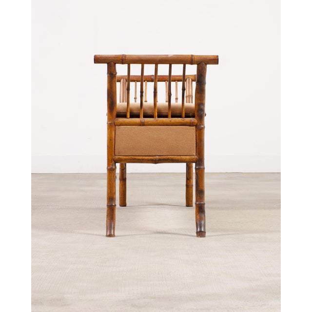 Early 20th Century English Aesthetic Movement Bamboo Upholstered Bench Seat For Sale - Image 5 of 16