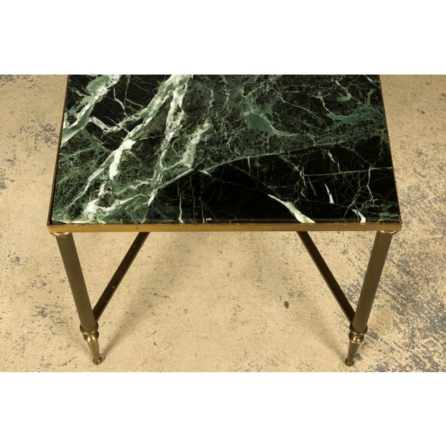 Mid-20th Century French Maison Jansen Style Brass and Green Marble Coffee Table For Sale - Image 13 of 18