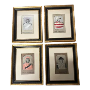 Late 19th Century A Group of Four Framed Victorian Stevengraphs of Famous Jockeys