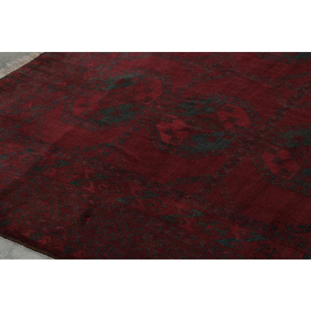 Vintage Midcentury Bokhara Traditional in Wool Red and Blue Geometric Rug For Sale - Image 4 of 9