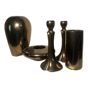 Vintage Haeger Collection Hollywood Regency Post Modern 5 Piece Gold Set