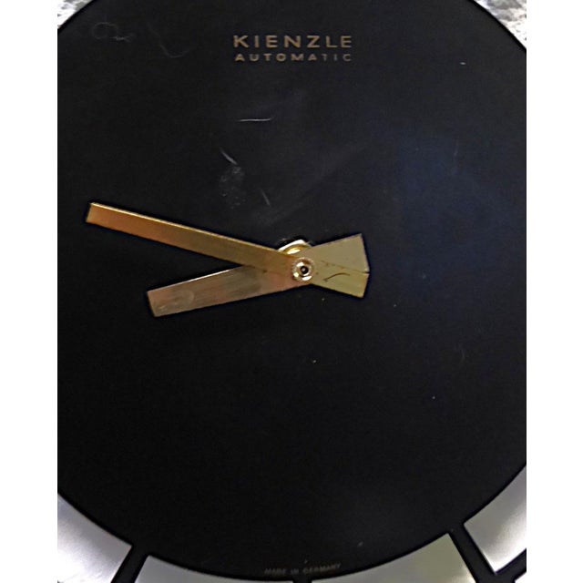 Kienzel Wall Clock Mid Century Modern Metal W. Battery Moment Germany 1960s For Sale In Miami - Image 6 of 12