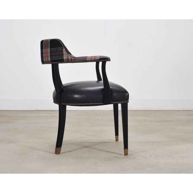 Ralph Lauren Ralph Lauren Hither Hills Studio Dining Arm Chair Tartan Leather For Sale - Image 4 of 18