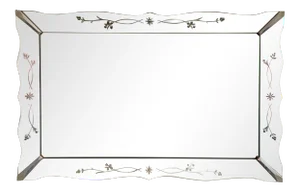 Vintage Art Deco Venetian Scalloped Shadowbox Mirror