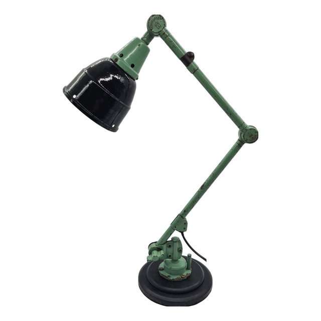 Articulated Lamp in Green Metal by C. Fischer for Midgard, 1950s For Sale