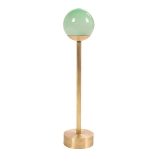 Isabel Moncada Arlequín White Blown Glass Sphere & Brushed Brass Table Lamp For Sale