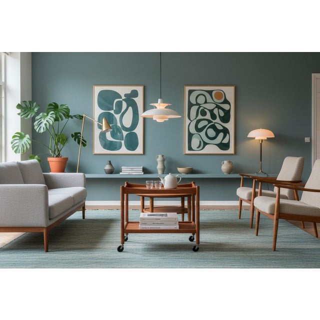 Mid-Century Modern AT-45 Serving Trolley in Teak by Hans J. Wegner for Andreas Tuck, Denmark, 1960s For Sale - Image 3 of 14
