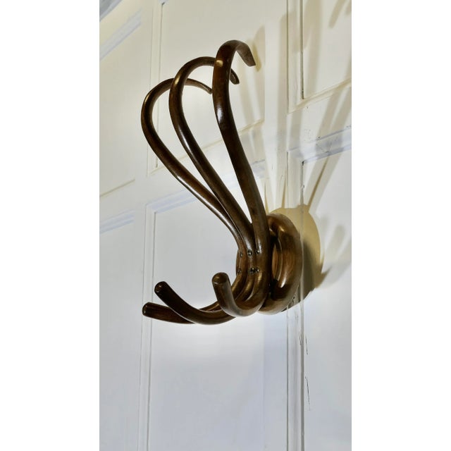 19th Century Thonet Bent Wood Wall Hanging Coat Rack This is an rare Large Half Round Hat or Coat Hall Stand, made by...