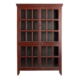 Crate & Barrel Rojo Solid Sheesham Wood Glass Door Cabinet For Sale