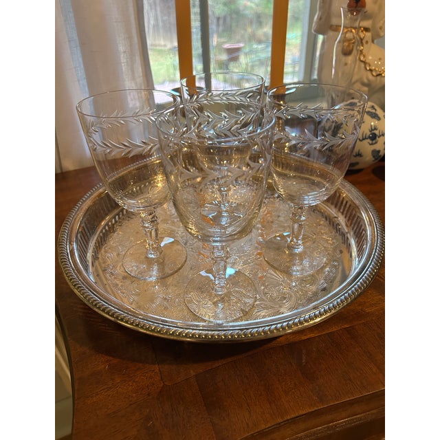 English Mid 20th Century Fostoria “Holly Clear” Claret Wine Goblets - A Set of 4 For Sale - Image 3 of 6