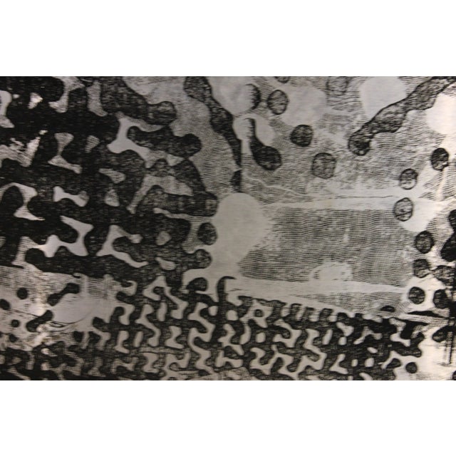 Modern geometric etching on a metal sheet in an abstract style. The piece is not framed. Artist Biography: Dick Wray, a...