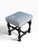 Antique 18th C William & Mary Walnut Ottoman Footstool w Blue Cheetah Velvet.