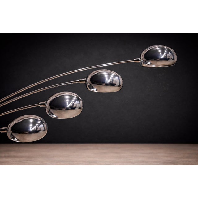 Floor Lamp With Five Bulbs in Chrome, Glass & Marble, Unknown, 1960s For Sale - Image 9 of 9