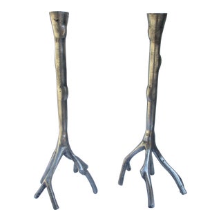 Michael Aram Style Twig & Branch Form Candlestick Holders -A Pair For Sale