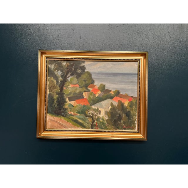Bernhard Önstad, Coastal Village, 1960s, Oil on Panel, Framed For Sale - Image 10 of 16