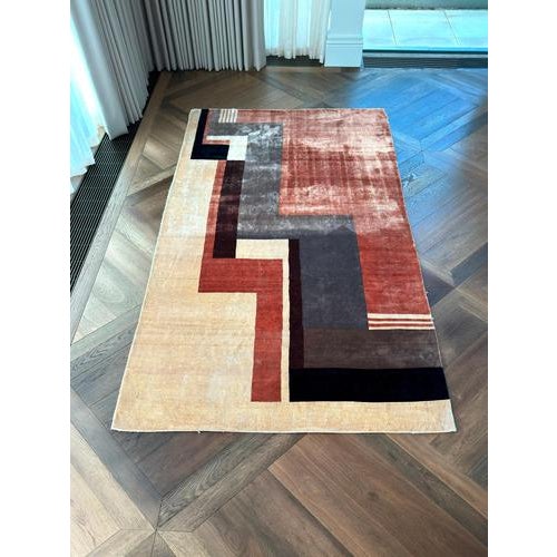 Hand-Knotted Silk Rug in the style of Ivan Da Silva Bruhns for Boccara, France, 2009 For Sale - Image 9 of 10