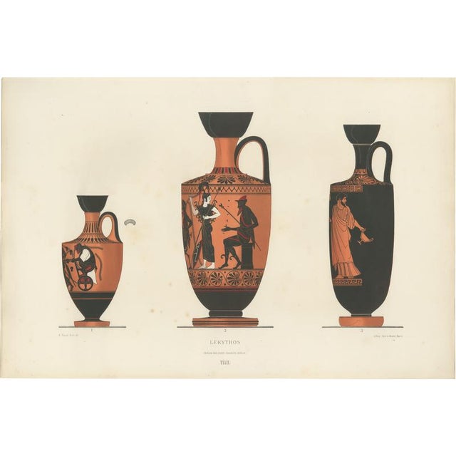 Albert Genick, Greek Lekythos with Classical Figures, 1883, Lithograph For Sale - Image 10 of 10