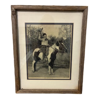 Vintage Framed Black and White Photo "Justin Tubb and His Pony" For Sale