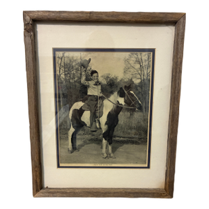 Vintage Framed Black and White Photo "Justin Tubb and His Pony"