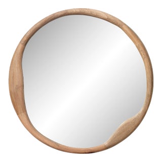 Organic Round Mirror in Mango Wood For Sale