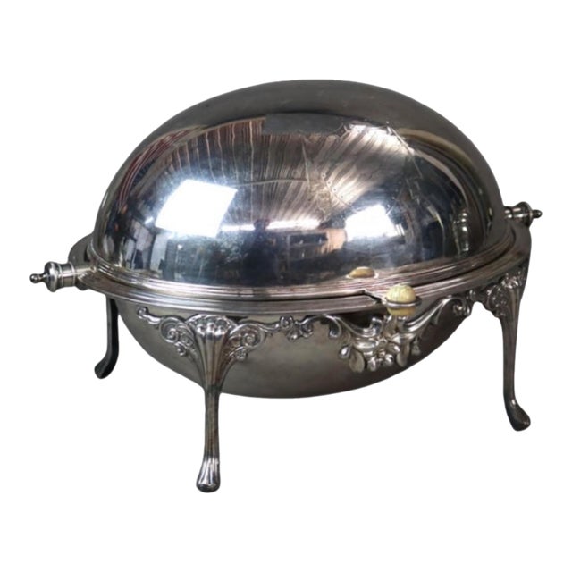 Antique Victorian Silverplate Serving Dish Rotating Lid With Liners For Sale