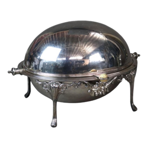 Antique Victorian Silverplate Serving Dish Rotating Lid With Liners