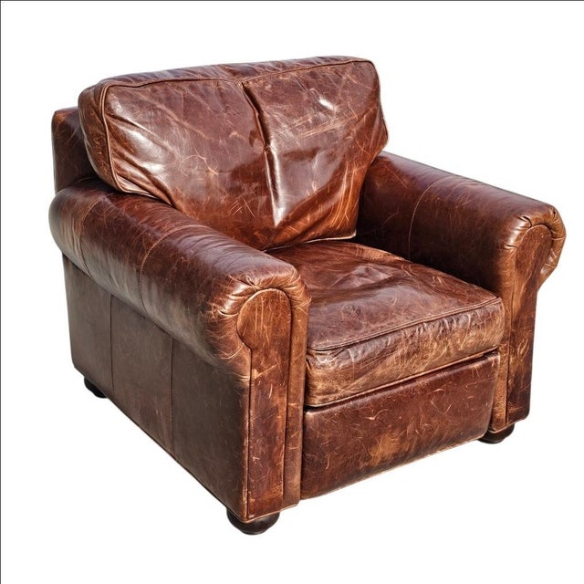 Restoration Hardware Lancaster Leather Armchair Recliner For Sale - Image 11 of 18