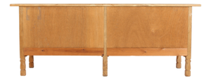 Long Brutalist Danish Oak Sideboard with 4 Doors attributed to Henning Kjærnulf, 1970s