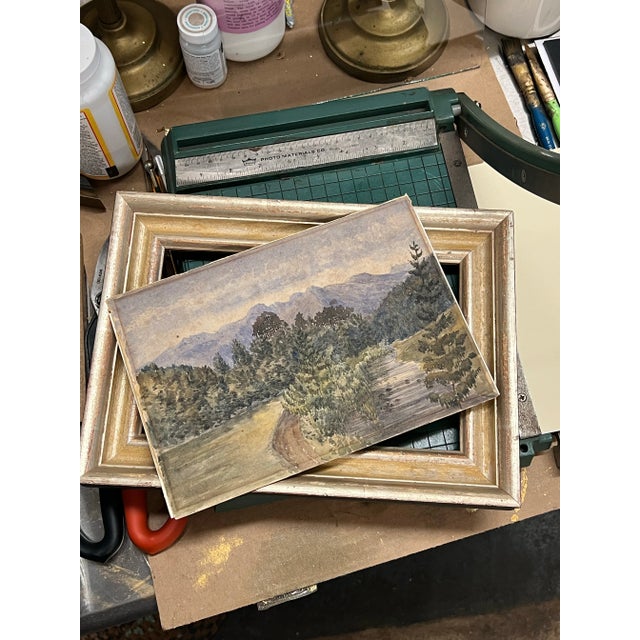 Vintage Original Watercolor Landscape Painting, Custom Framed For Sale - Image 10 of 12