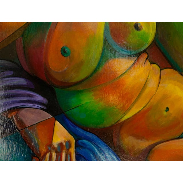 Contemporary Framed Cubist Painting on Wood Panel For Sale - Image 4 of 9