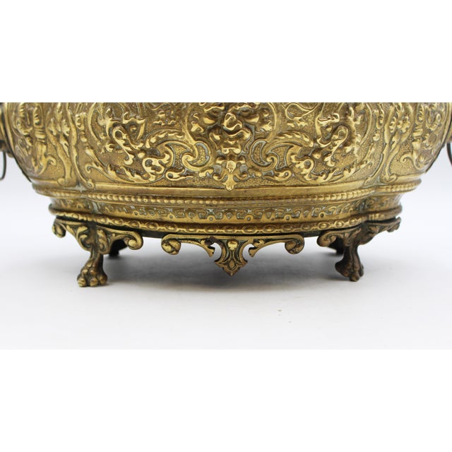 Metal Circa 1860-80 Anglo-French Lobed Oval Brass Planter For Sale - Image 7 of 9