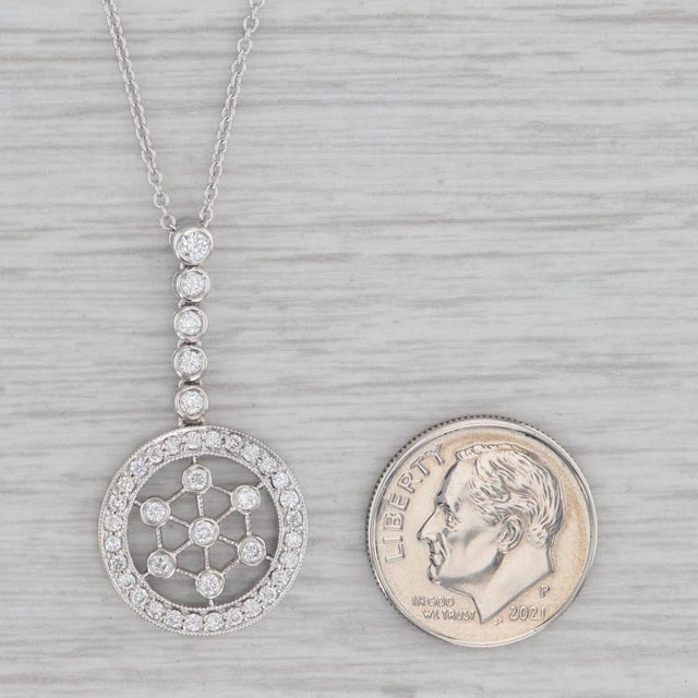 Modern 0.54ctw Diamond Eternity Circle Pendant Necklace 14k Gold 18.5" Cable Chain For Sale - Image 3 of 6