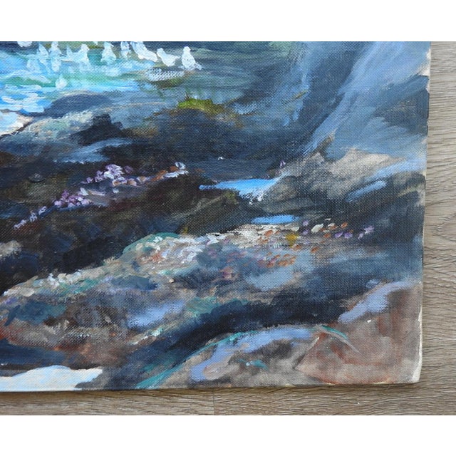 Mid 20th Century Rocky Coastal Seascape Painting For Sale - Image 4 of 7