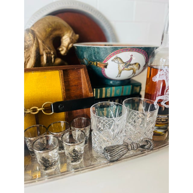 Green Vintage Wbi Equestrian Polo Decorative Centerpiece Bowl For Sale - Image 8 of 9