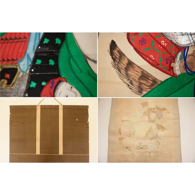 Antique Japanese Scroll Painting "Minister Takenouchi No Sukune and Empress Jingū" For Sale - Image 13 of 18