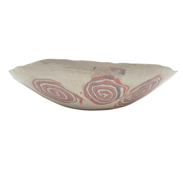 Organic Porcelain Art Centerpiece Bowl, Hand-Impressed Abstract Surface, 16.75" For Sale - Image 4 of 13
