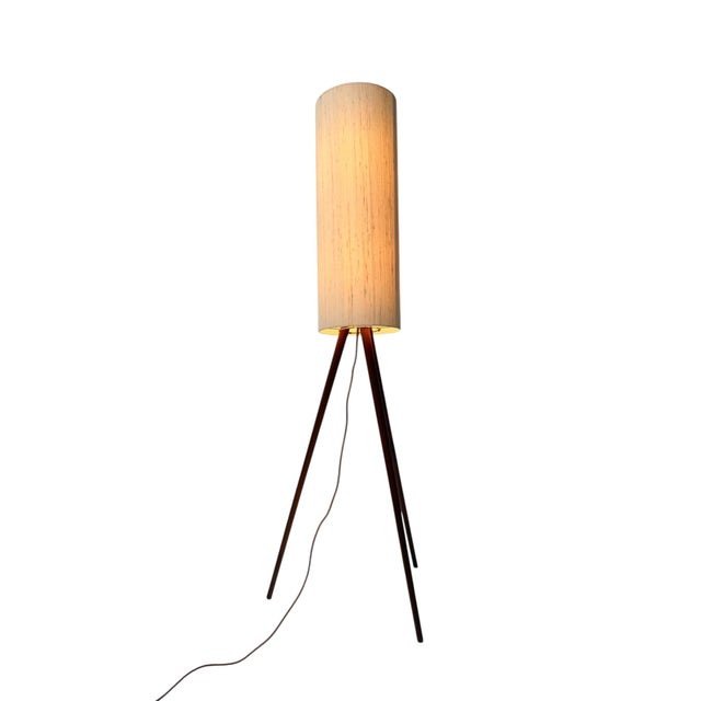 Magnificent and rare Mid-Century Modern floor lamp. Striking Italian design from the 1960s. Original solid teak tripod...