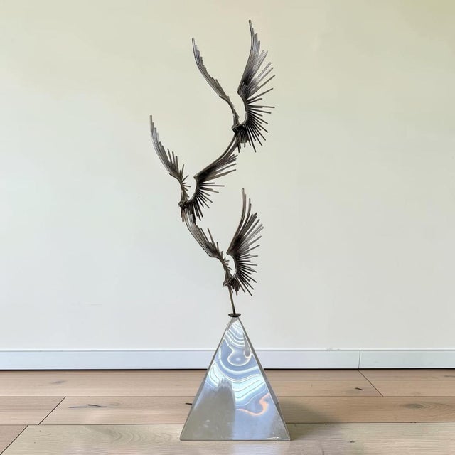 Stunning 1976 Curtis Jere welded metal “Brids of Flight” sculpture. This piece is hand made by the iconic Curt and Jerry...