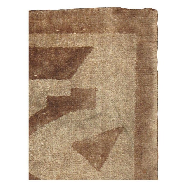 Art Deco Galerie Shabab Collection Mid-20th Century Handmade English Art Deco Style Throw Rug in Brown For Sale - Image 3 of 10