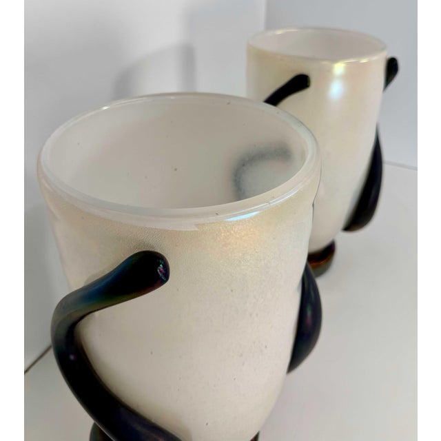 Black Murano Black and White Glass Vases by Cenedese, 2000s, Set of 2 For Sale - Image 8 of 11