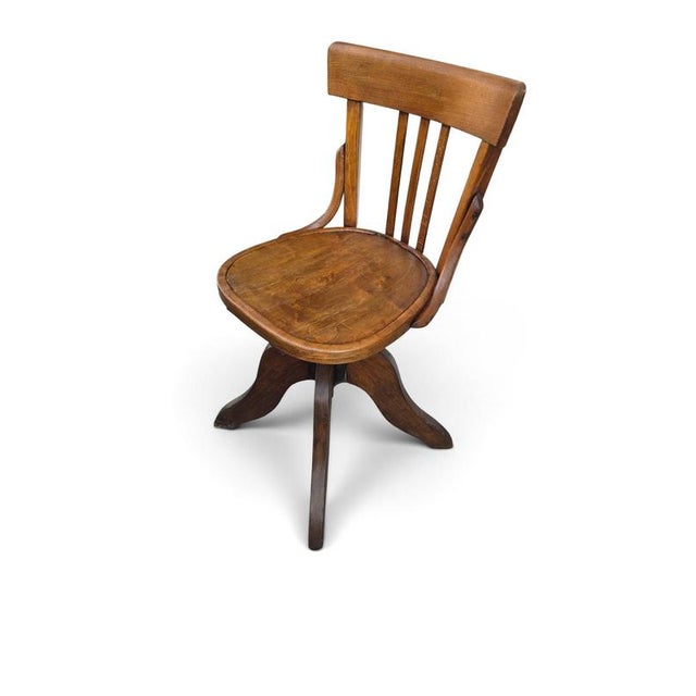 19th Century Oak Ships Swivel Chair with Adjustable Height, 1890 For Sale - Image 4 of 9