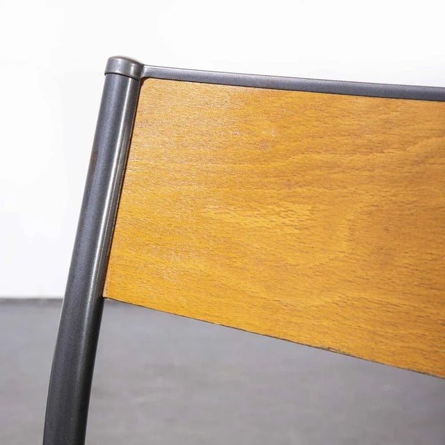 Wood French Grey Tapered Leg School Dining Chair from Mullca, 1950s For Sale - Image 7 of 9