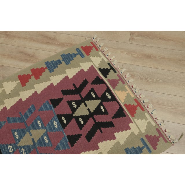 1970s 1970s Farmhouse Style Geometric Design Pink Oushak Kilim Rug For Sale - Image 5 of 13