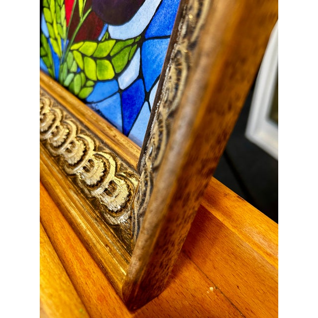 Royal Blue Original Framed Watercolor Religious Painting “Stained Glass Pomegranates” For Sale - Image 8 of 12