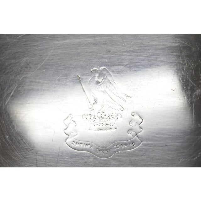 Traditional Antique English Edwardian Eagle & Crown Engraved Oval Serving Platter Tray For Sale - Image 3 of 11