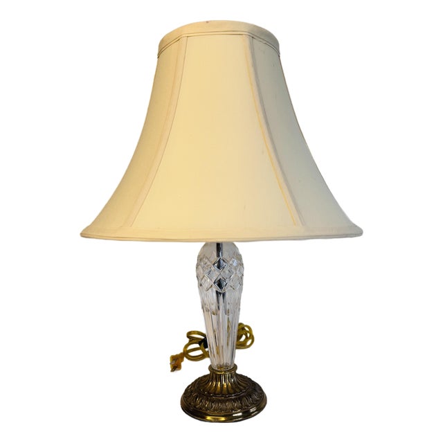 Waterford 1990s Irish Crystal Belline Table Lamp With Shade For Sale