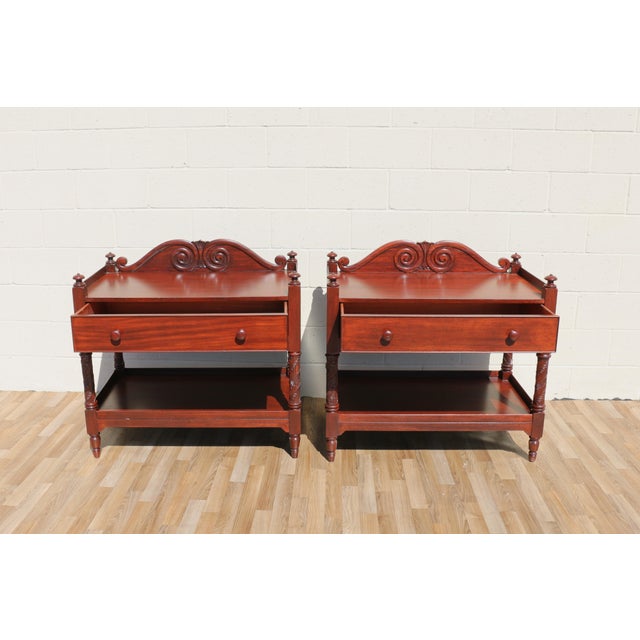 Pair of Ralph Lauren Mahogany British Colonial Two-Tier Nightstands / Side Tables For Sale - Image 12 of 18
