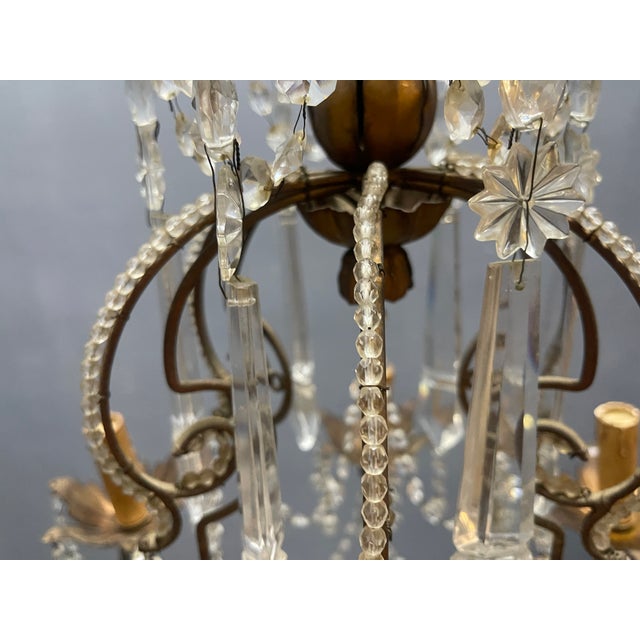 1950s Large Beaded Crystal Florentine Chandelier, 1950s For Sale - Image 5 of 10